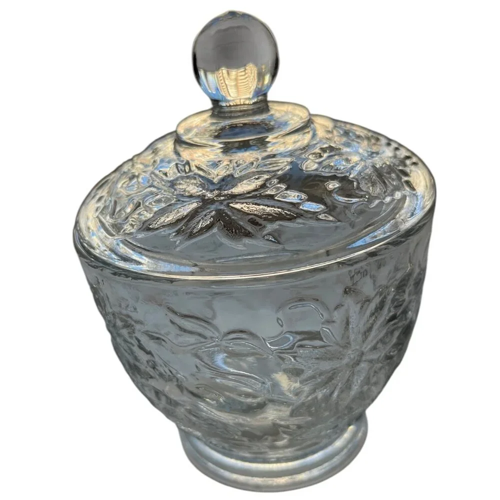 Princess House Fantasia Floral Clear Crystal Sugar Bowl and Lid 5